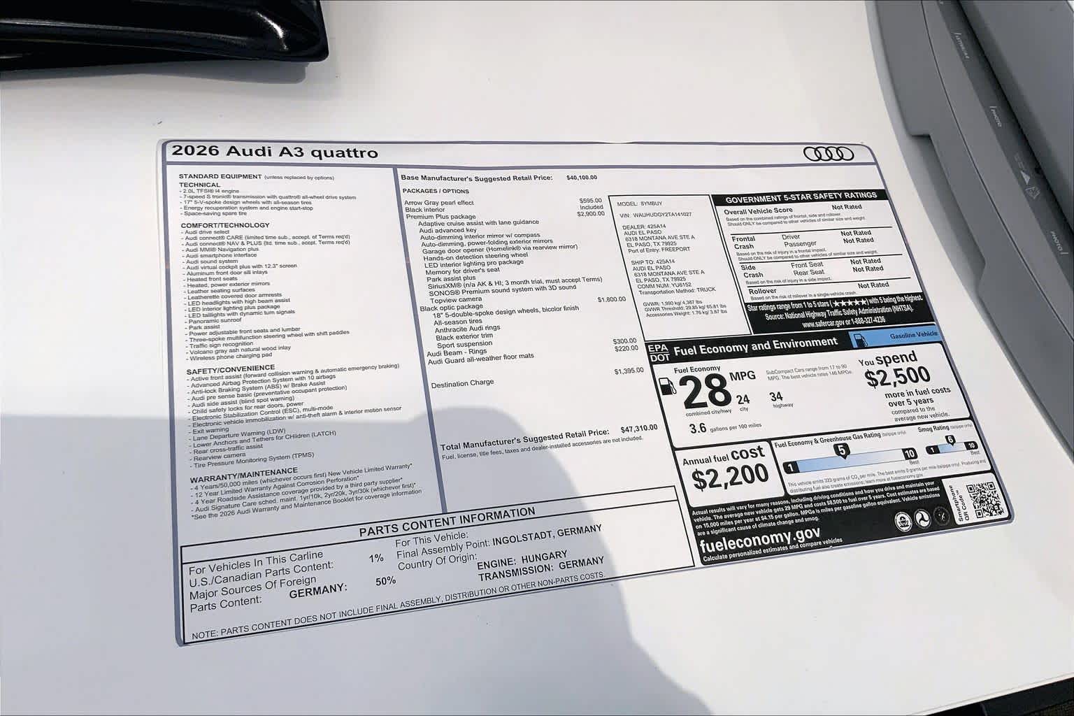 New 2026 Arrow Gray pear Audi Premium Plus image 21