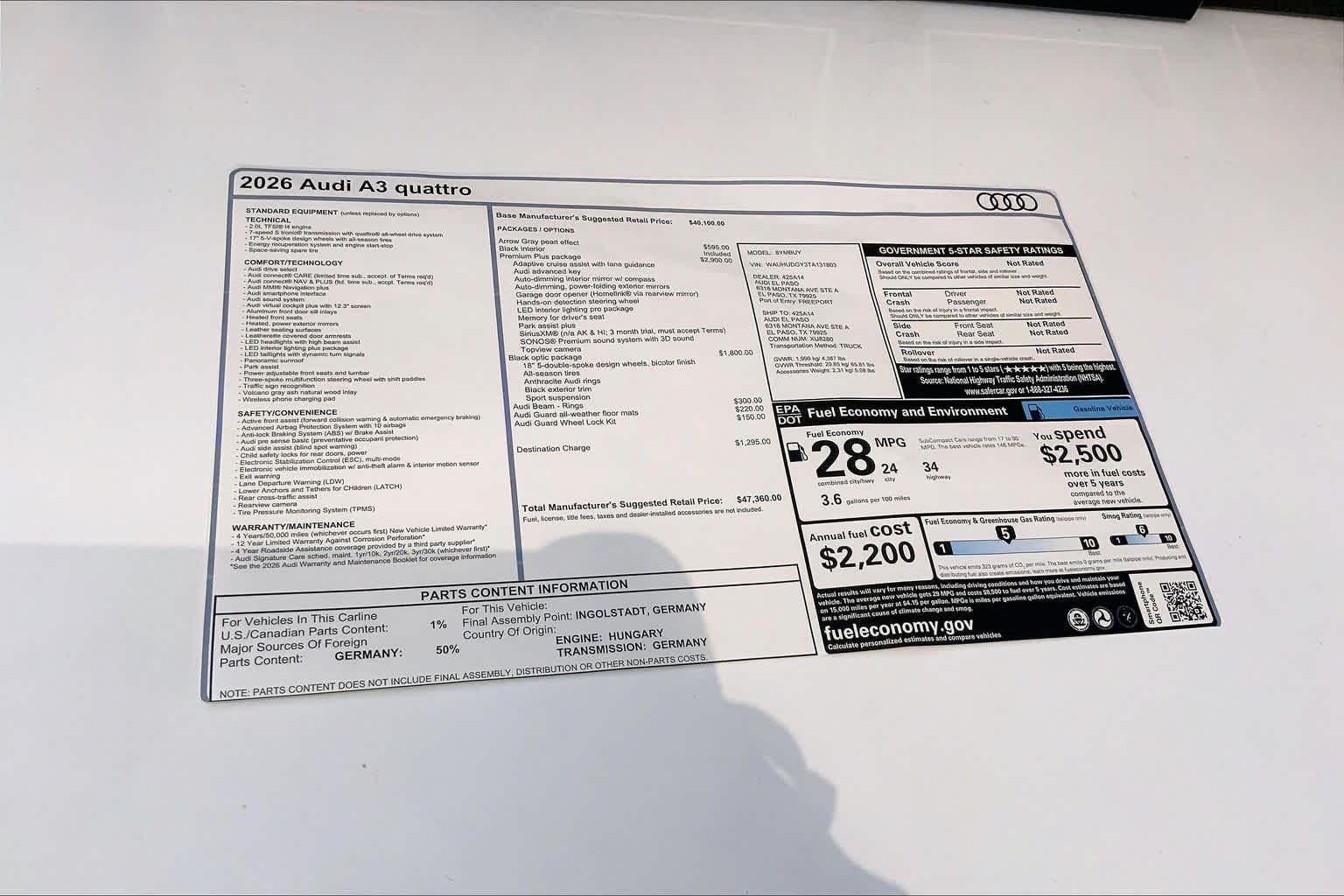 New 2026 Arrow Gray pear Audi Premium Plus image 21