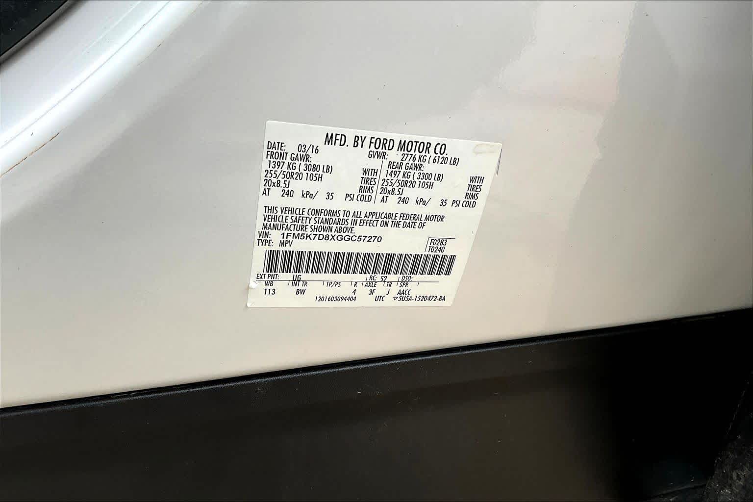 2016 Ford Explorer XLT White Platinum Metallic Tri-Coat at Westside Kia