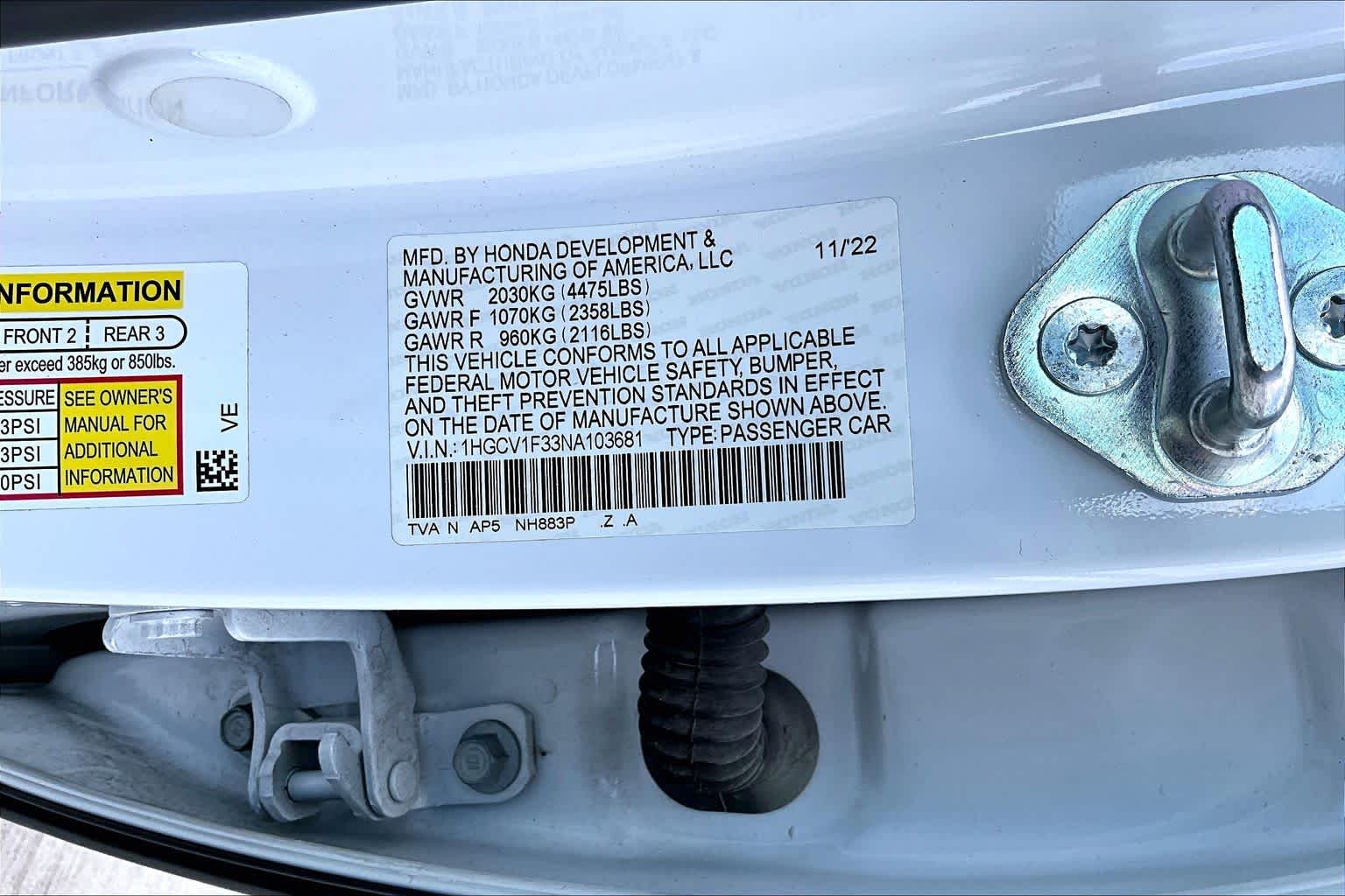 2022 Honda Accord Sport Platinum White Pearl at Lexus of Clear Lake