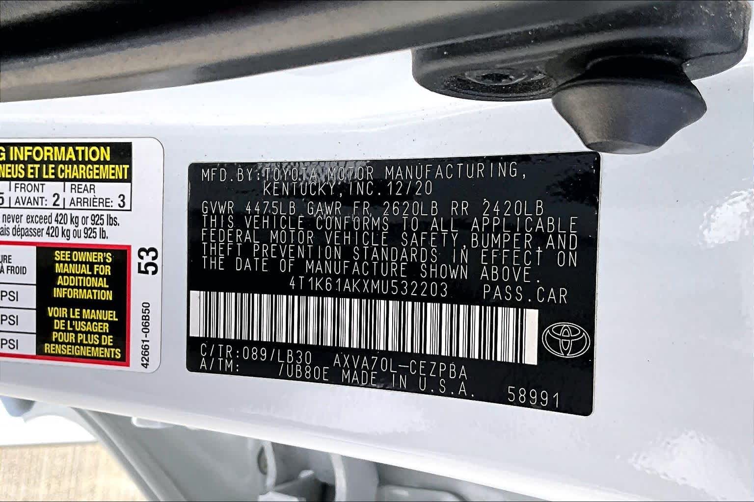 2021 Toyota Camry XSE Wind Chill Pearl at Group 1 Toyota Southwest