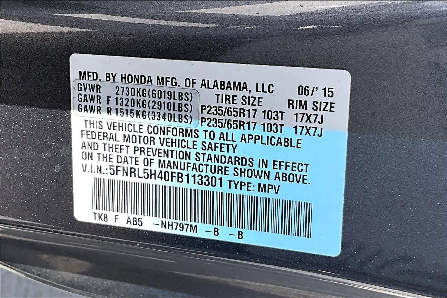2015 Honda Odyssey EX Alabaster Silver Metallic at AutoNation USA Houston