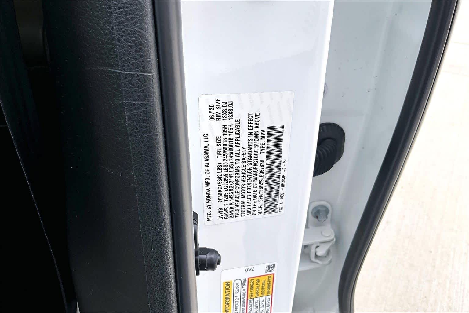 2020 Honda Pilot EX-L Platinum White Pearl at Honda of Clear Lake