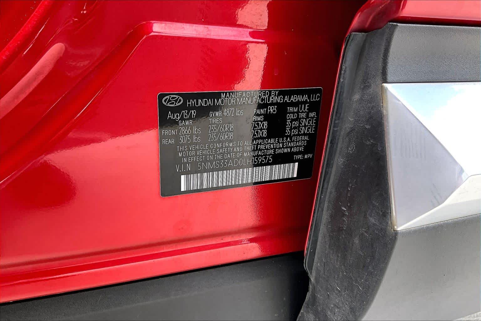 2020 Hyundai Santa Fe SEL Scarlet Red at BMW of West Houston