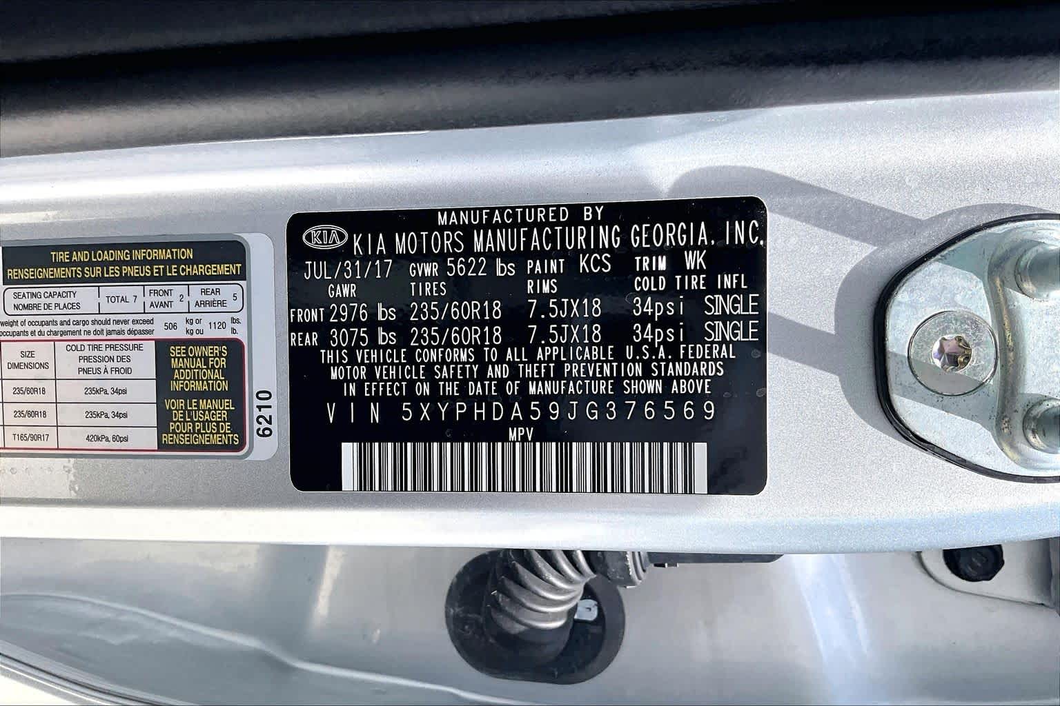 2018 Kia Sorento EX V6 Sparkling Silver at Westside Kia