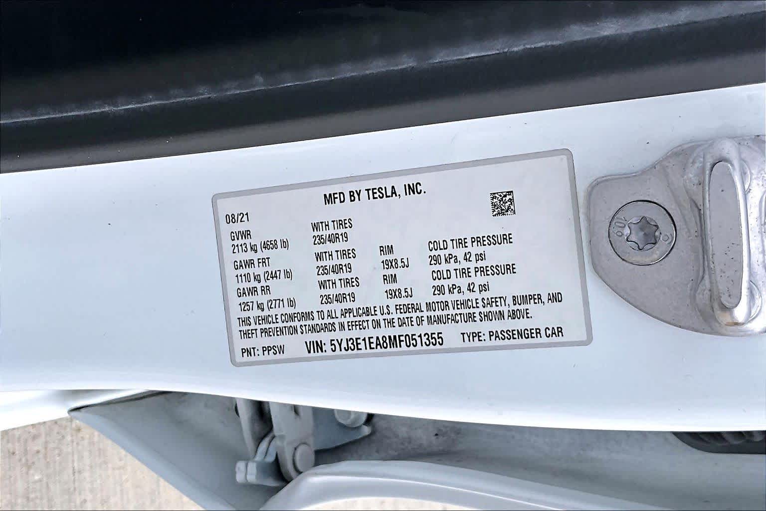 2021 Tesla Model 3 Standard Range Plus Pearl White Multi-Coat at Westside Kia