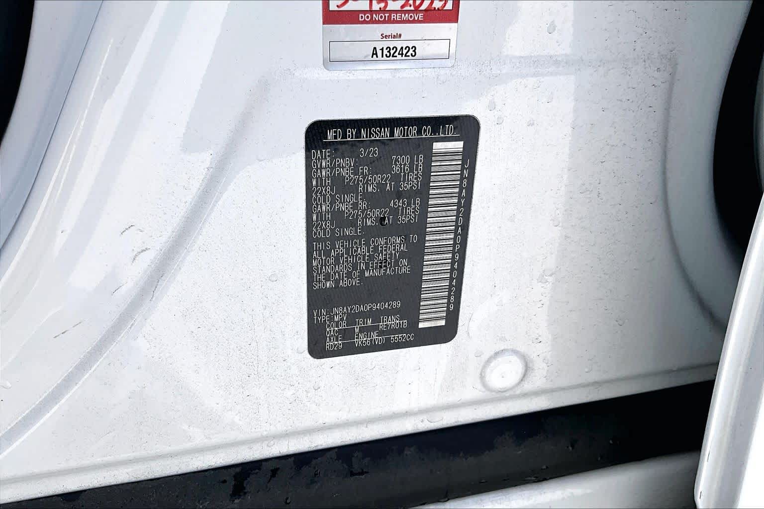 2023 Nissan Armada Platinum Aspen White Tricoat at AutoNation USA Katy