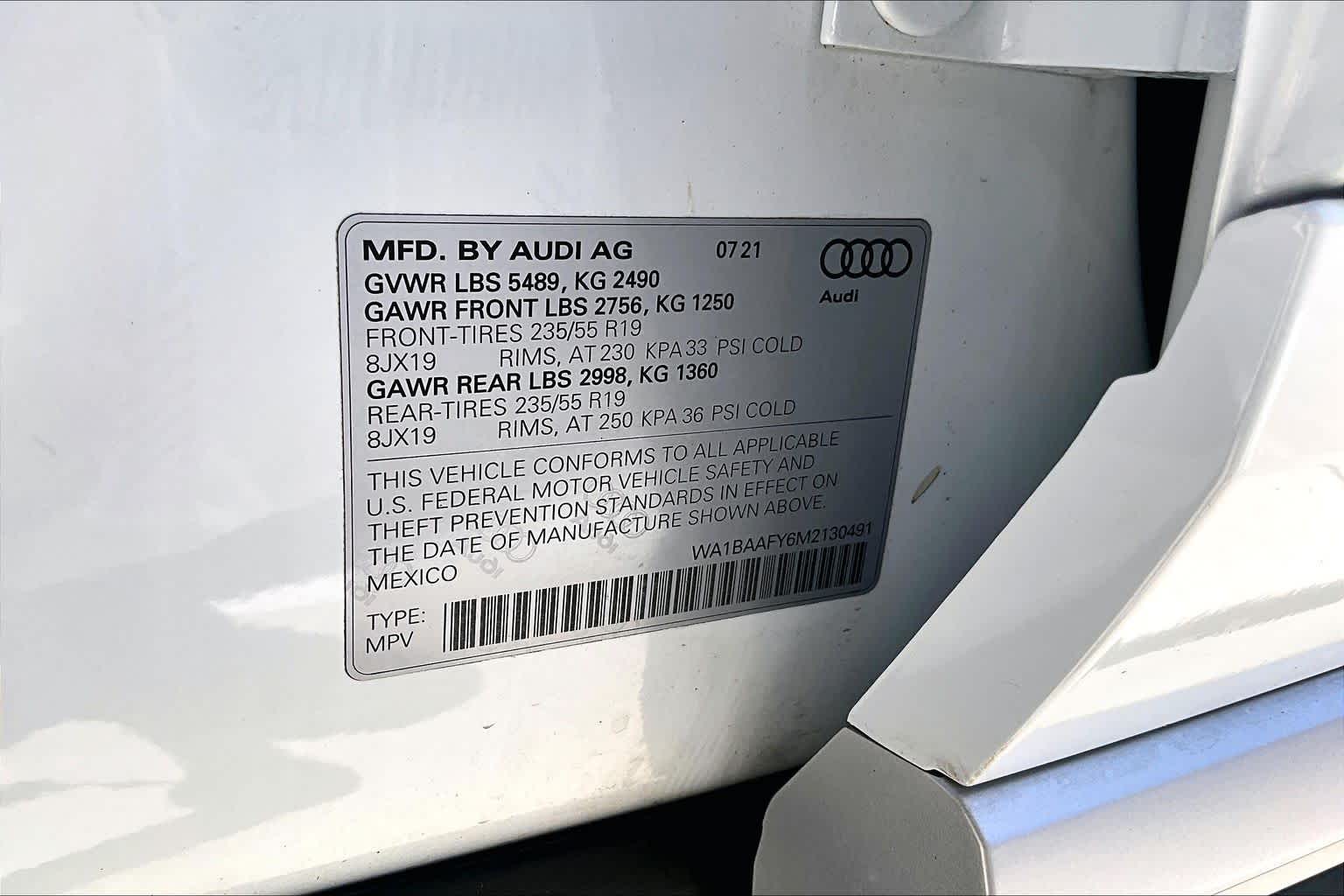 2021 Audi Q5 Premium Plus Glacier White Metallic at Tomball Chrysler Dodge Jeep Ram