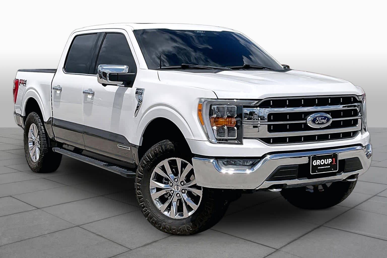 2021 Ford F-150 LARIAT Star White Metallic Tri-Coat/Stone Gray at Tomball Ford