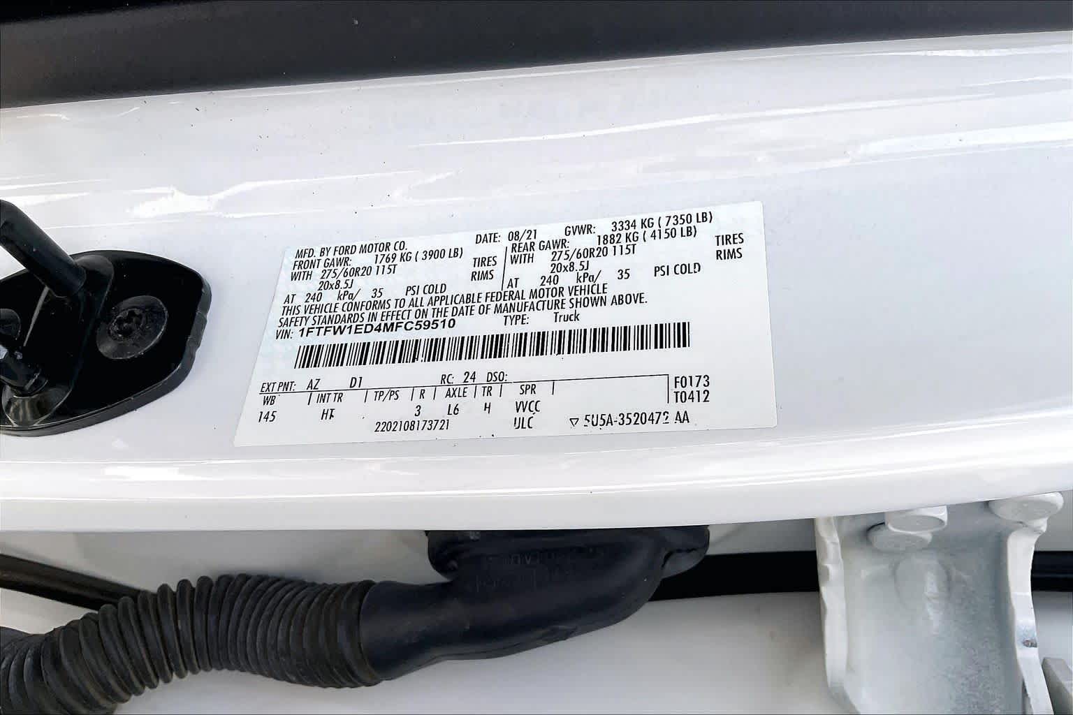 2021 Ford F-150 LARIAT Star White Metallic Tri-Coat/Stone Gray at Tomball Ford