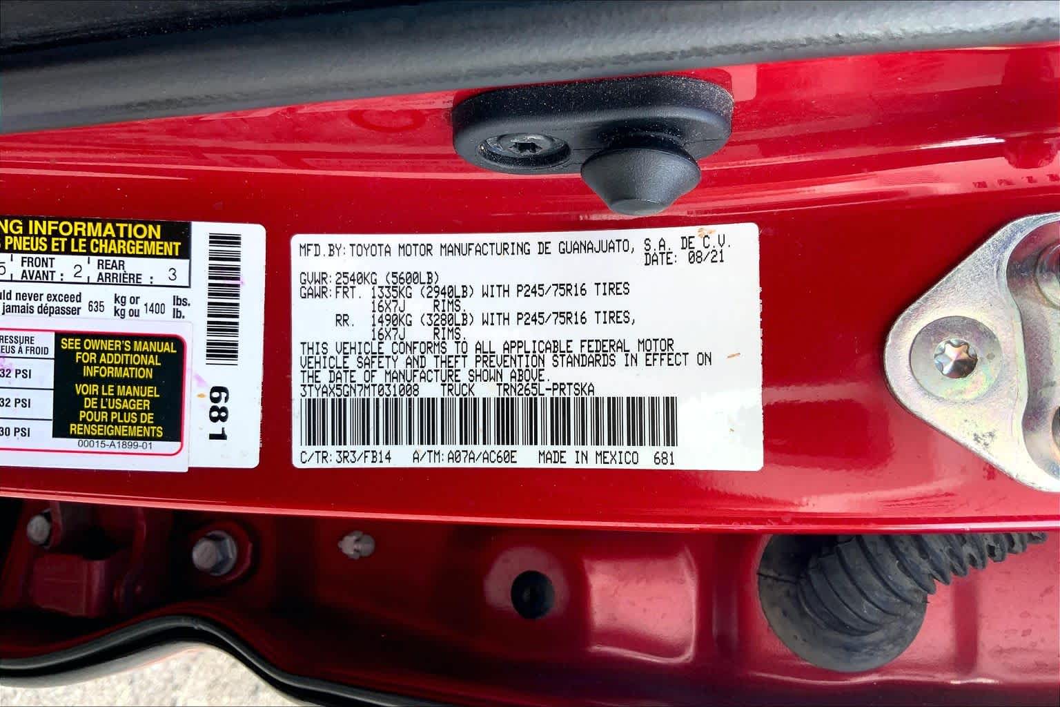 2021 Toyota Tacoma SR Barcelona Red Metallic at Group 1 Toyota Southwest