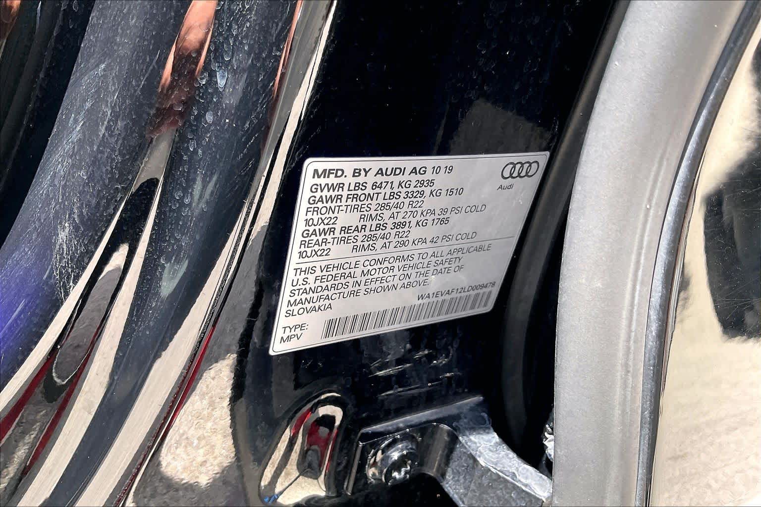 2020 Audi Q8 Premium Plus Orca Black Metallic at Beck & Masten Kia