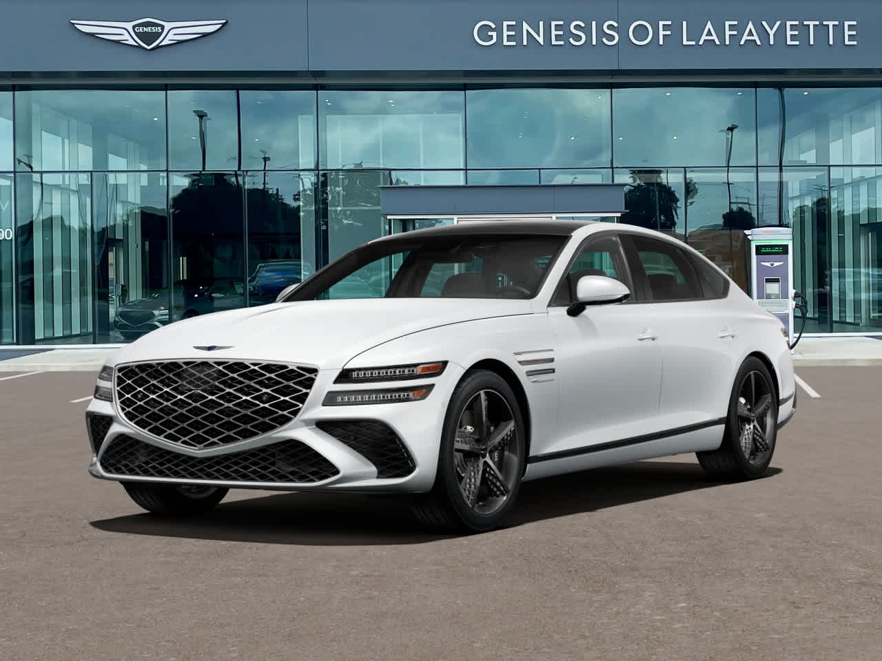 Alta White 2025 Genesis G80 2.5T Sport Prestige AWD Sedan All-Wheel Drive 8-Speed Automatic