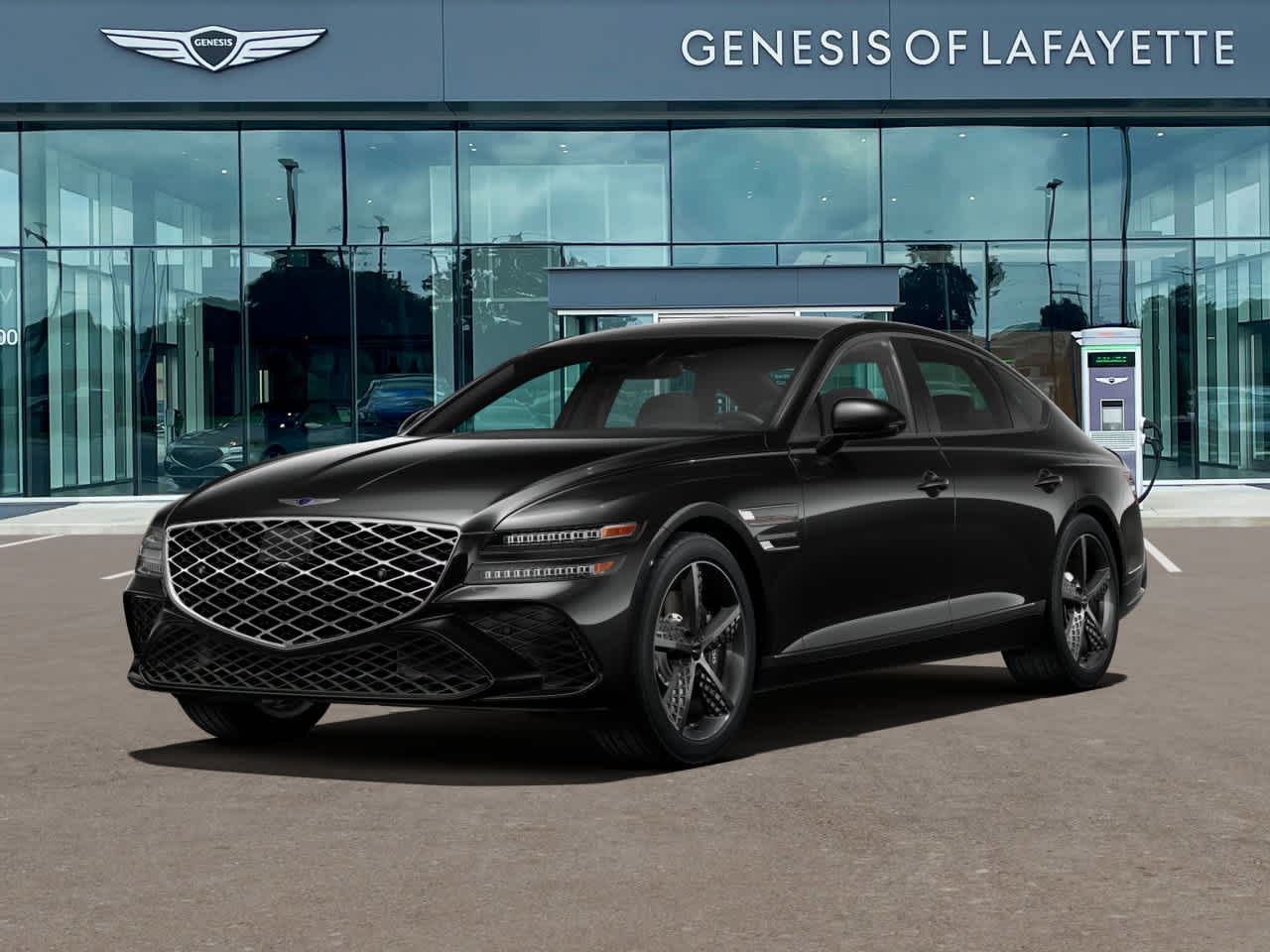 Vik Black 2025 Genesis G80 3.5T Sport Prestige AWD Sedan All-Wheel Drive 8-Speed Automatic