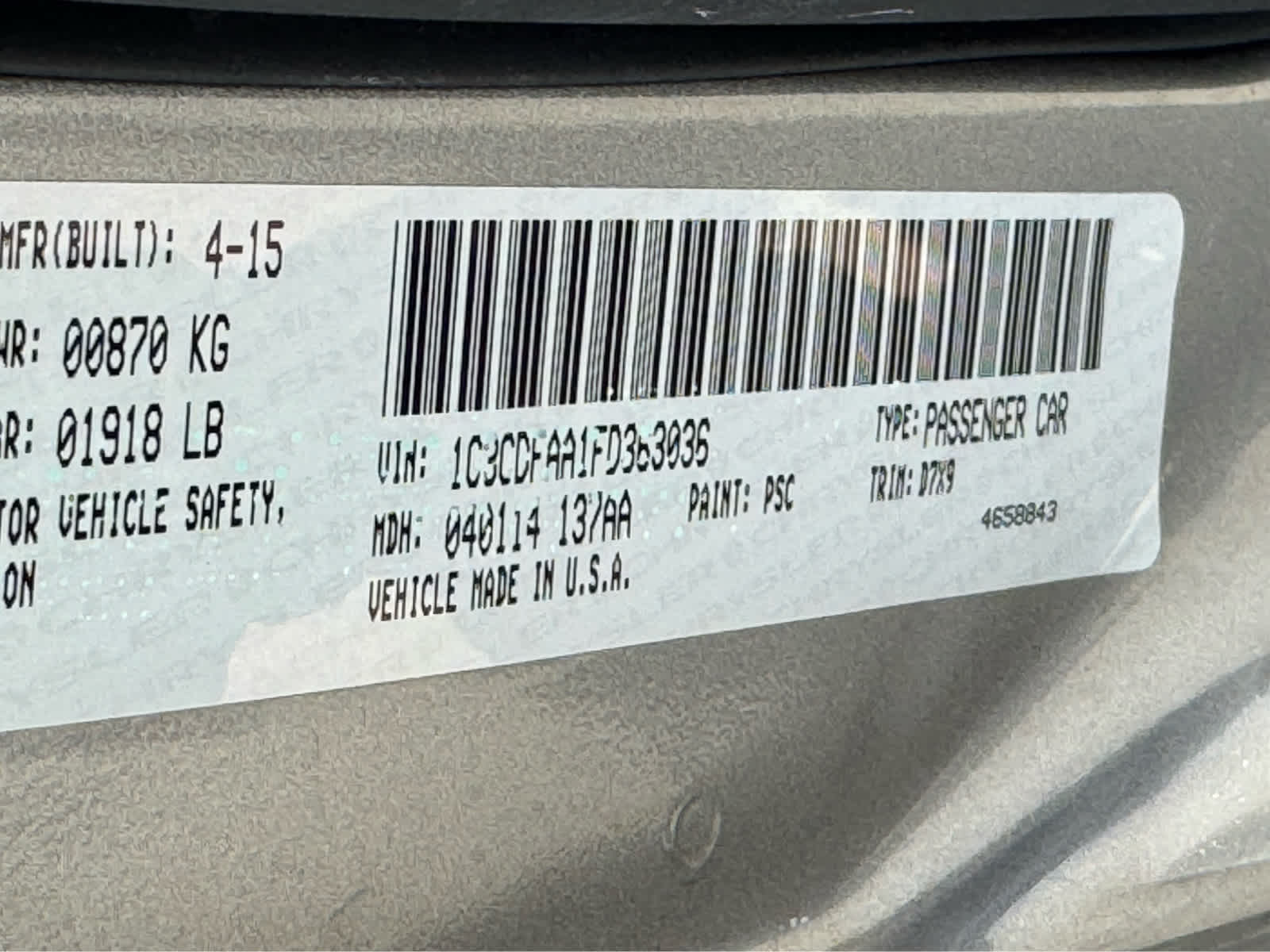 Used 2015 Billet Silver Metallic Clearcoat Dodge SE image 24