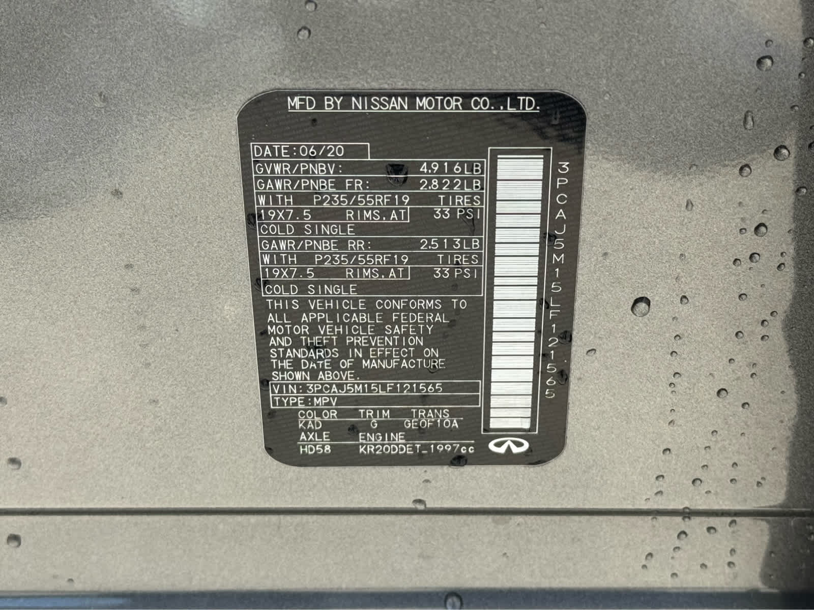 Certified Used 2020 Graphite Shadow INFINITI LUXE image 26