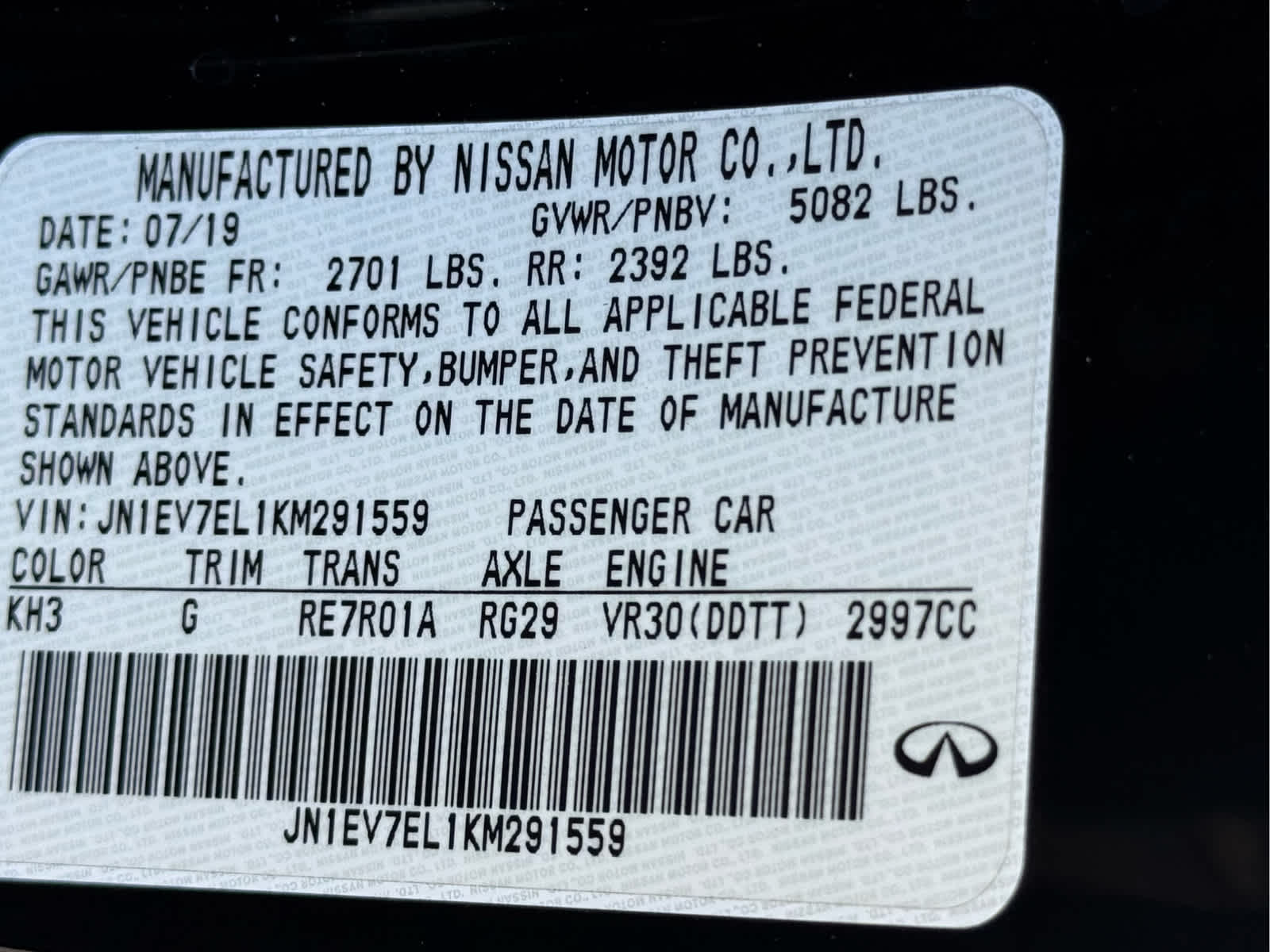 Certified Used 2019 Black Obsidian INFINITI 3.0t LUXE image 23