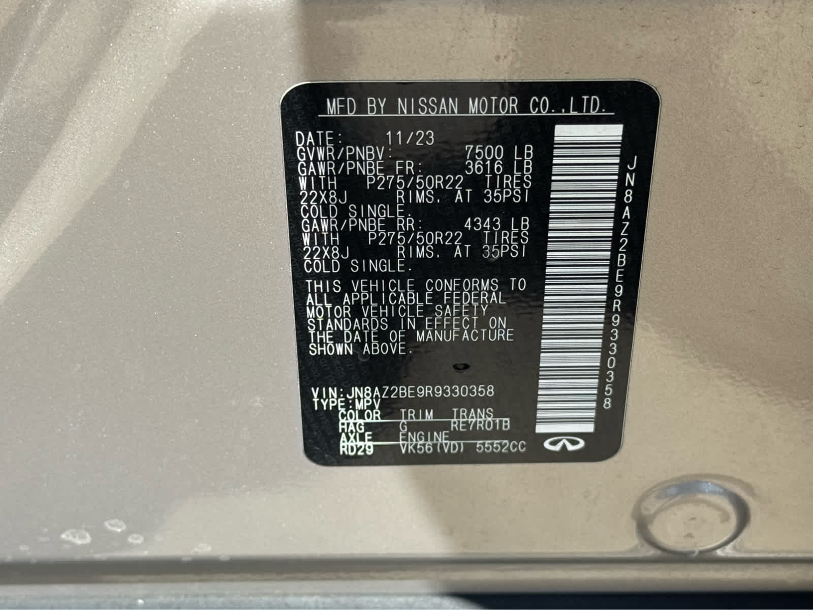 Certified Used 2024 Champagne Quartz INFINITI SENSORY image 25