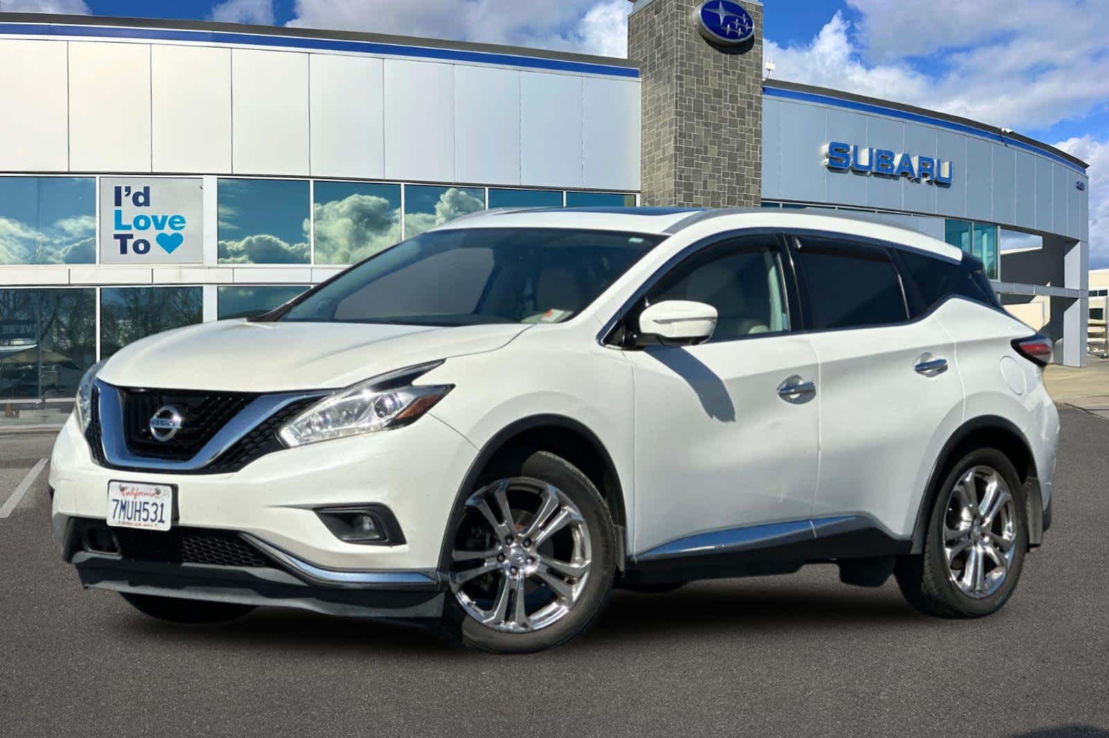 White 2015 Nissan Murano Platinum AWD SUV / Crossover All-Wheel Drive Continuously Variable Transmission