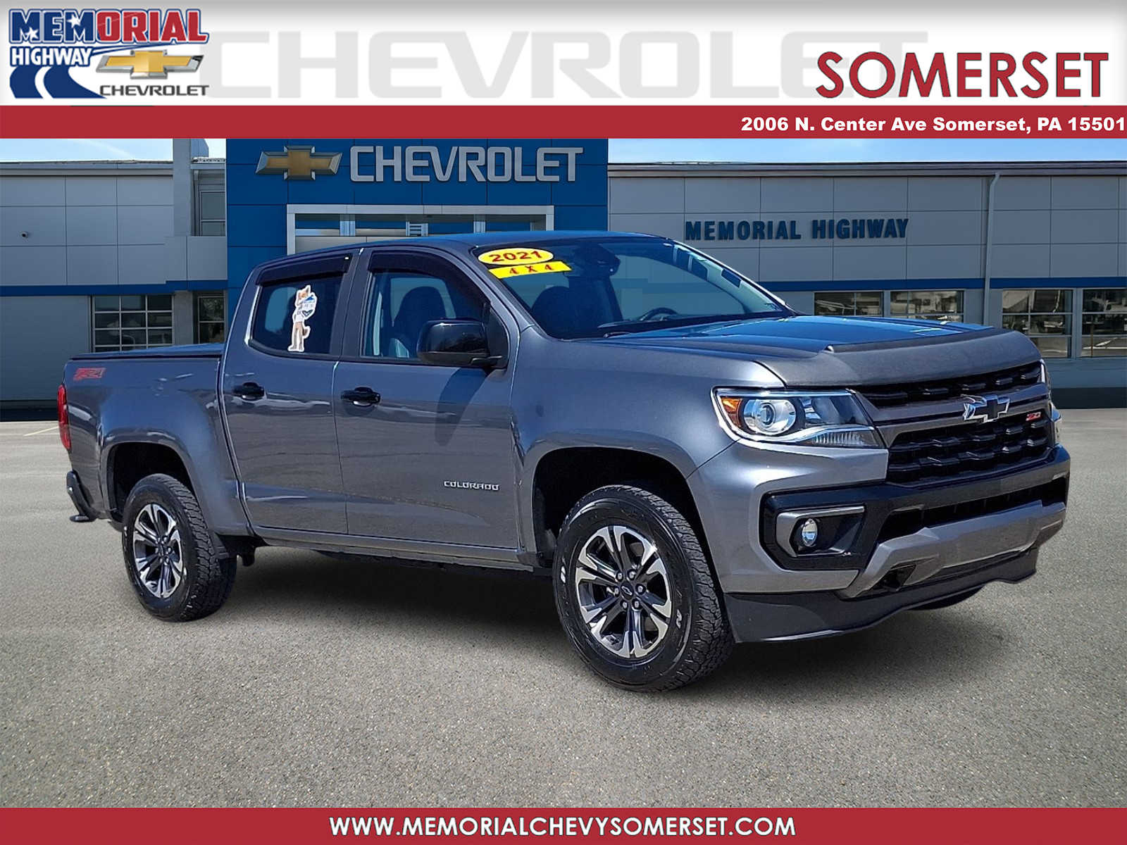 Gray (Satin Steel Metallic) 2021 Chevrolet Colorado Z71 Crew Cab 4WD Pickup Truck Four-Wheel Drive 8-Speed Automatic