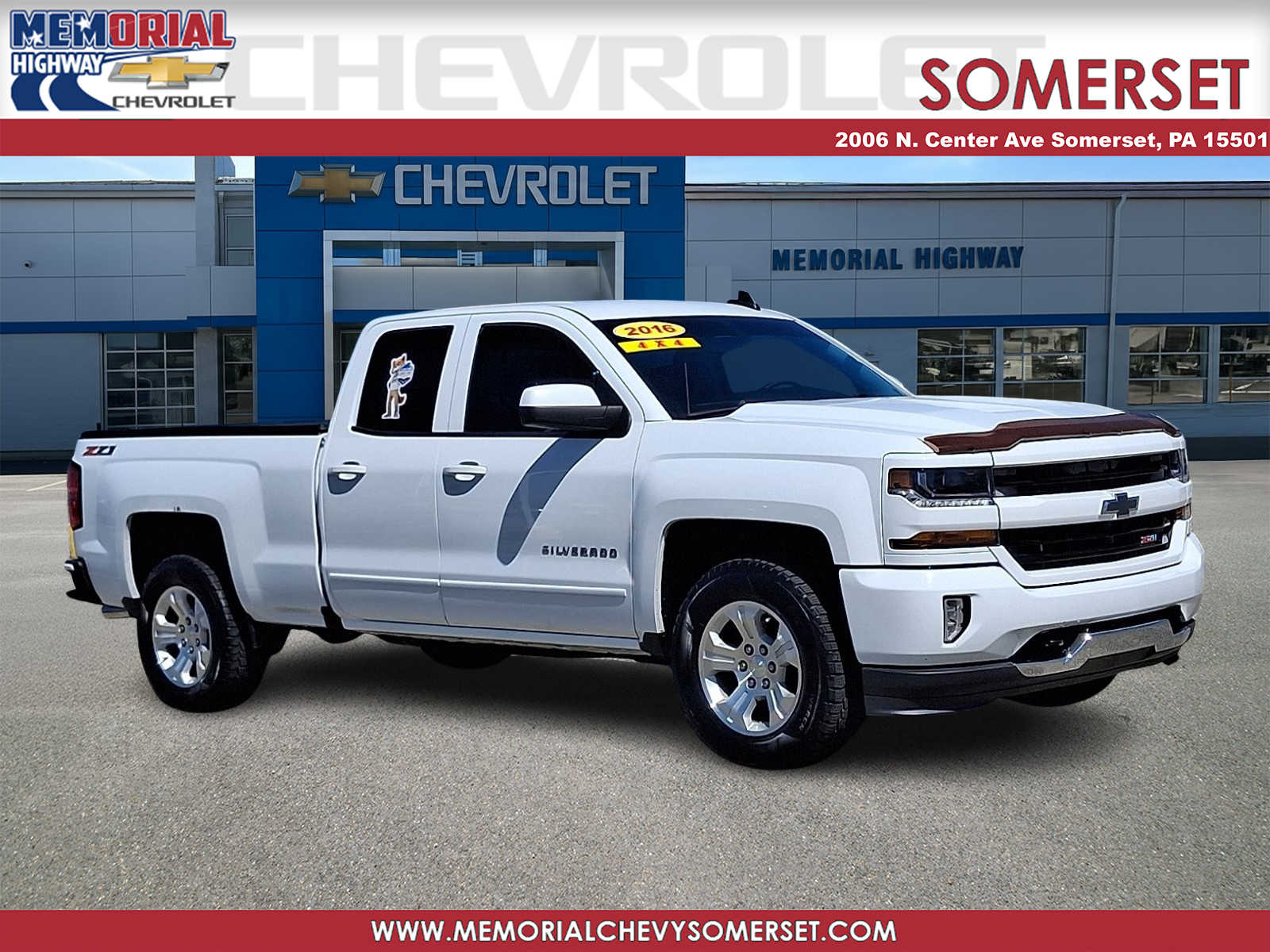 Summit White 2016 Chevrolet Silverado 1500 LT Double Cab 4WD Pickup Truck Four-Wheel Drive 6-Speed Automatic