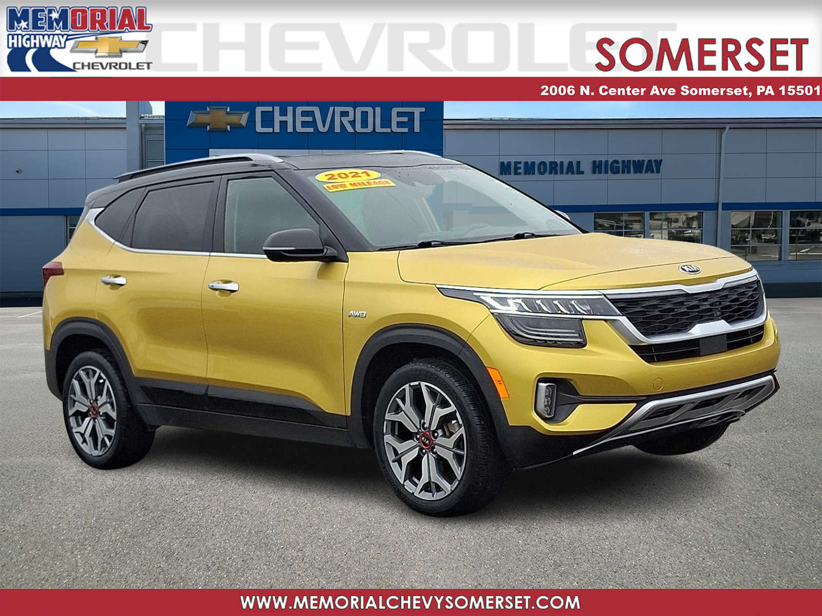 Starbright Yellow/Black Roof 2021 Kia Seltos SX Turbo AWD SUV / Crossover All-Wheel Drive 7-Speed Automatic