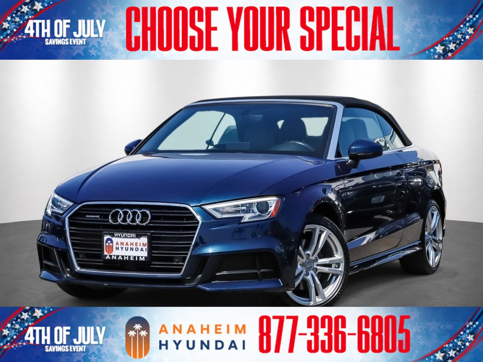 Blue 2018 Audi A3 Convertible All-Wheel Drive 6-Speed Automatic