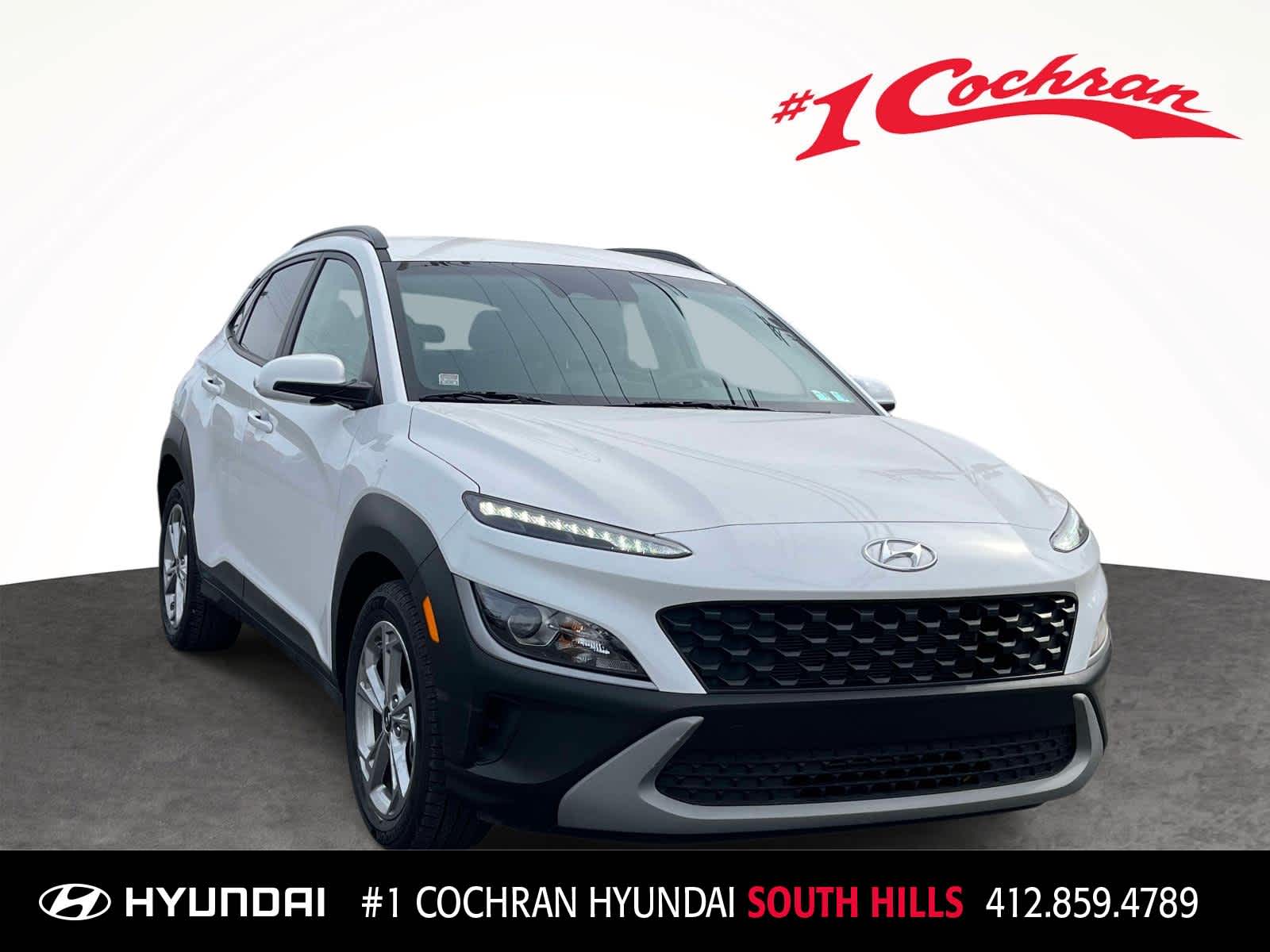 Lunar White 2023 Hyundai Kona SEL AWD SUV / Crossover All-Wheel Drive Continuously Variable Transmission