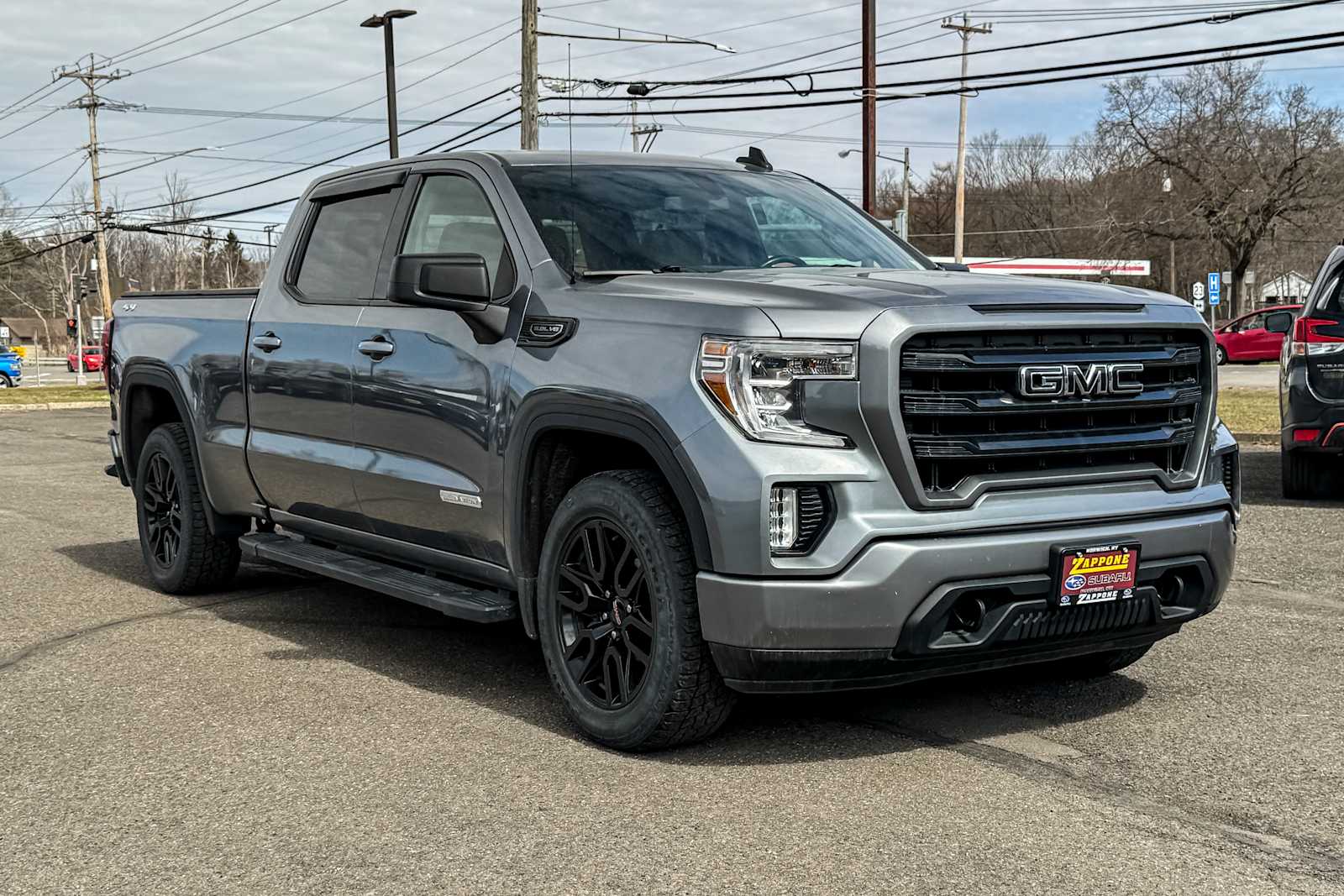 Gray (Satin Steel Metallic) 2021 GMC Sierra 1500 Elevation Crew Cab 4WD Pickup Truck Four-Wheel Drive Automatic