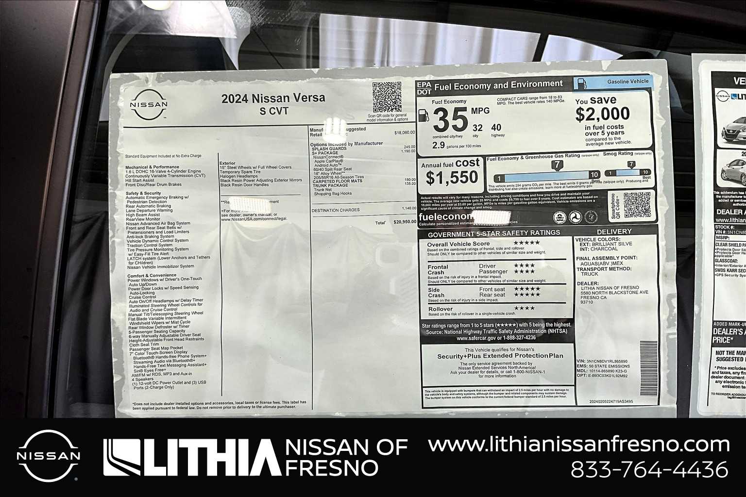 new 2024 Nissan Versa car, priced at $21,026