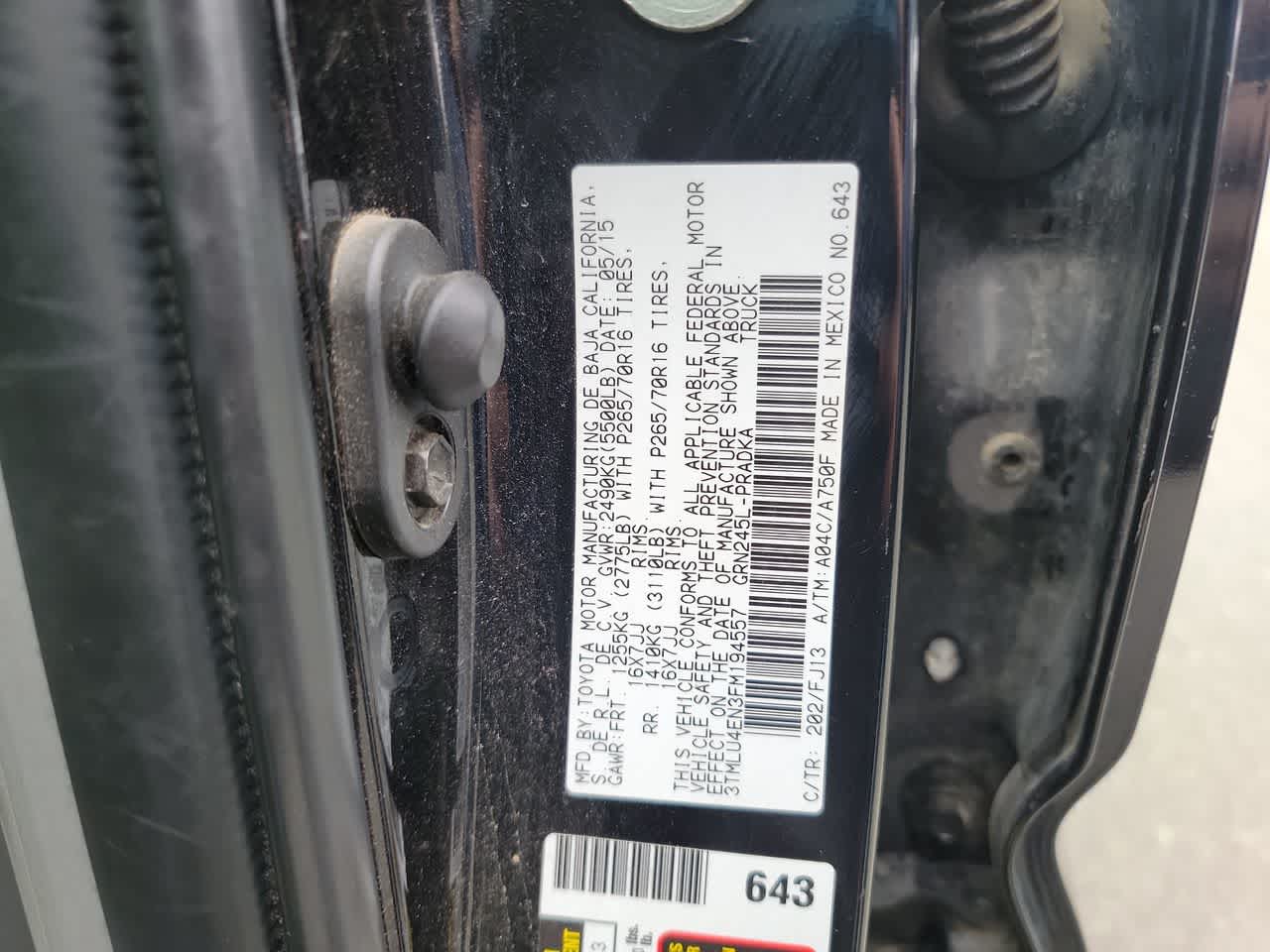 used 2015 Toyota Tacoma car, priced at $27,300