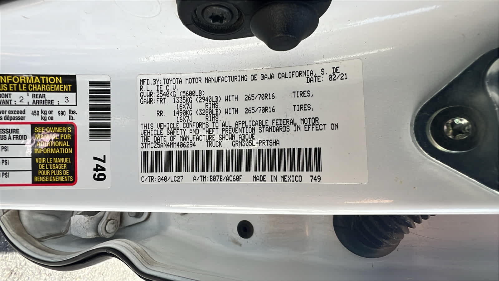 used 2021 Toyota Tacoma car, priced at $36,995