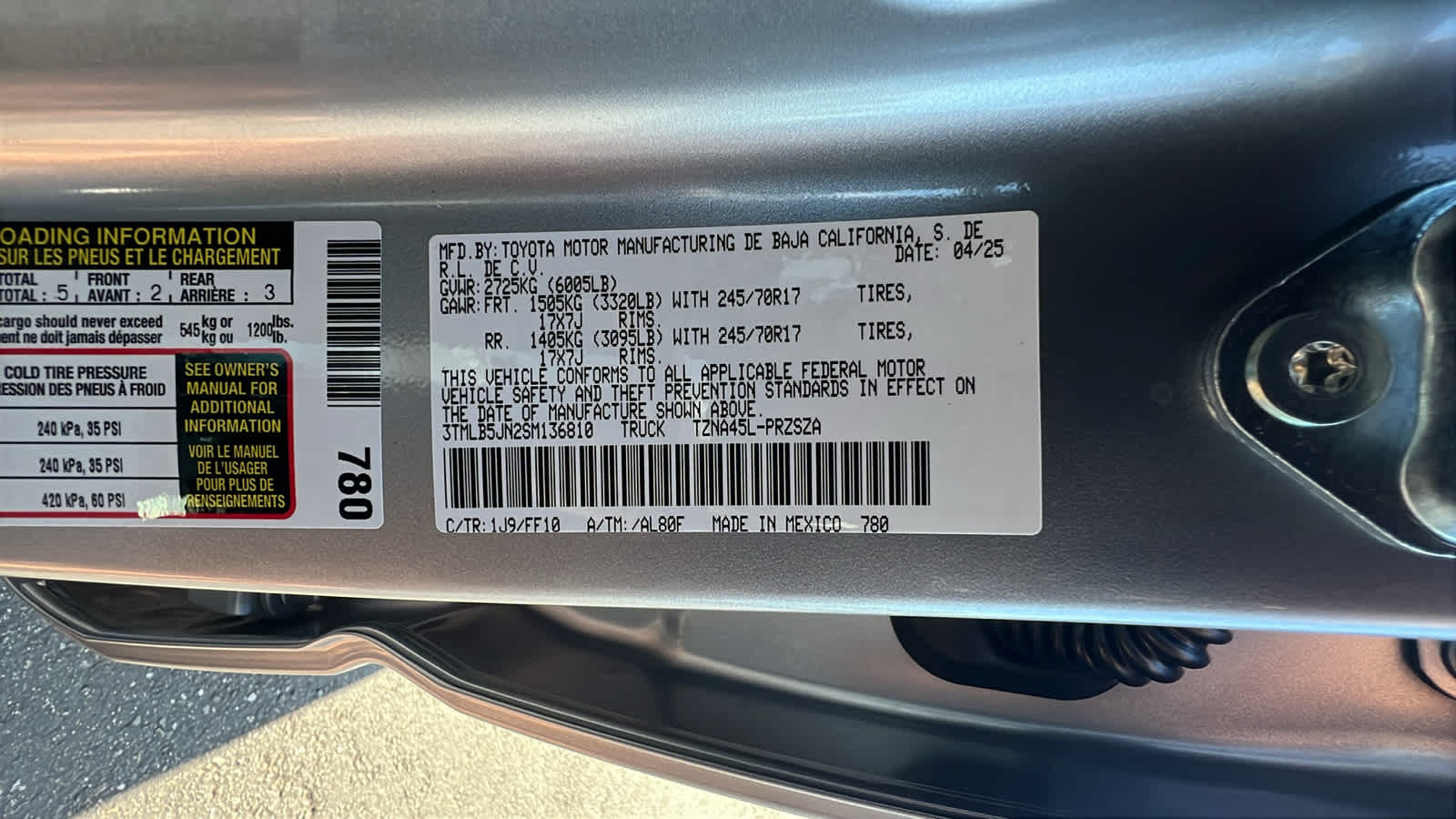 new 2025 Toyota Tacoma car, priced at $42,289