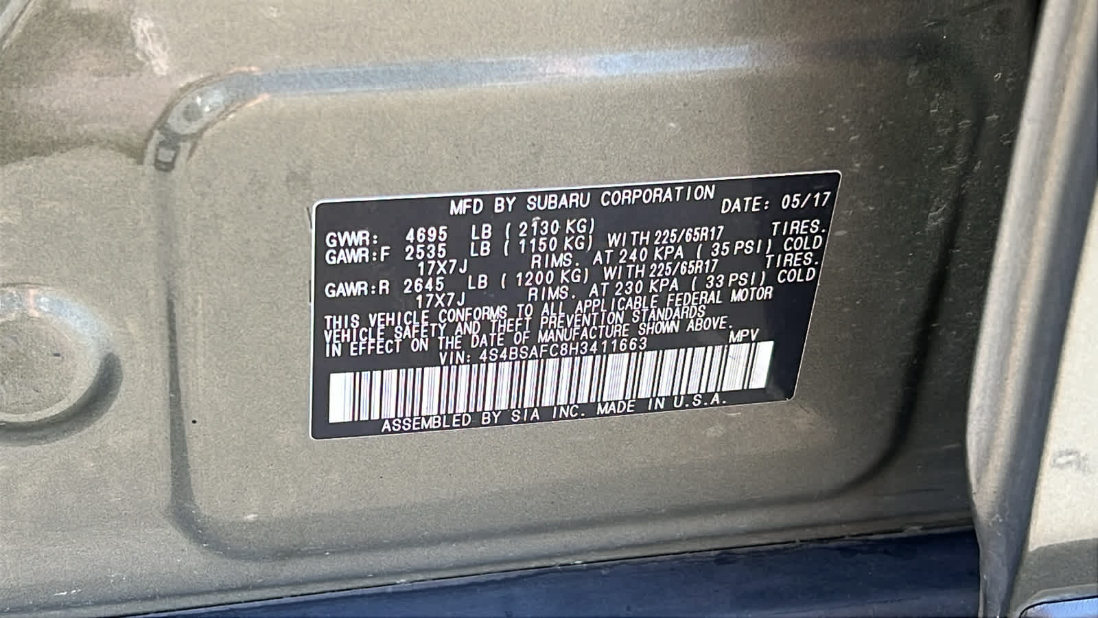 used 2017 Subaru Outback car, priced at $9,500