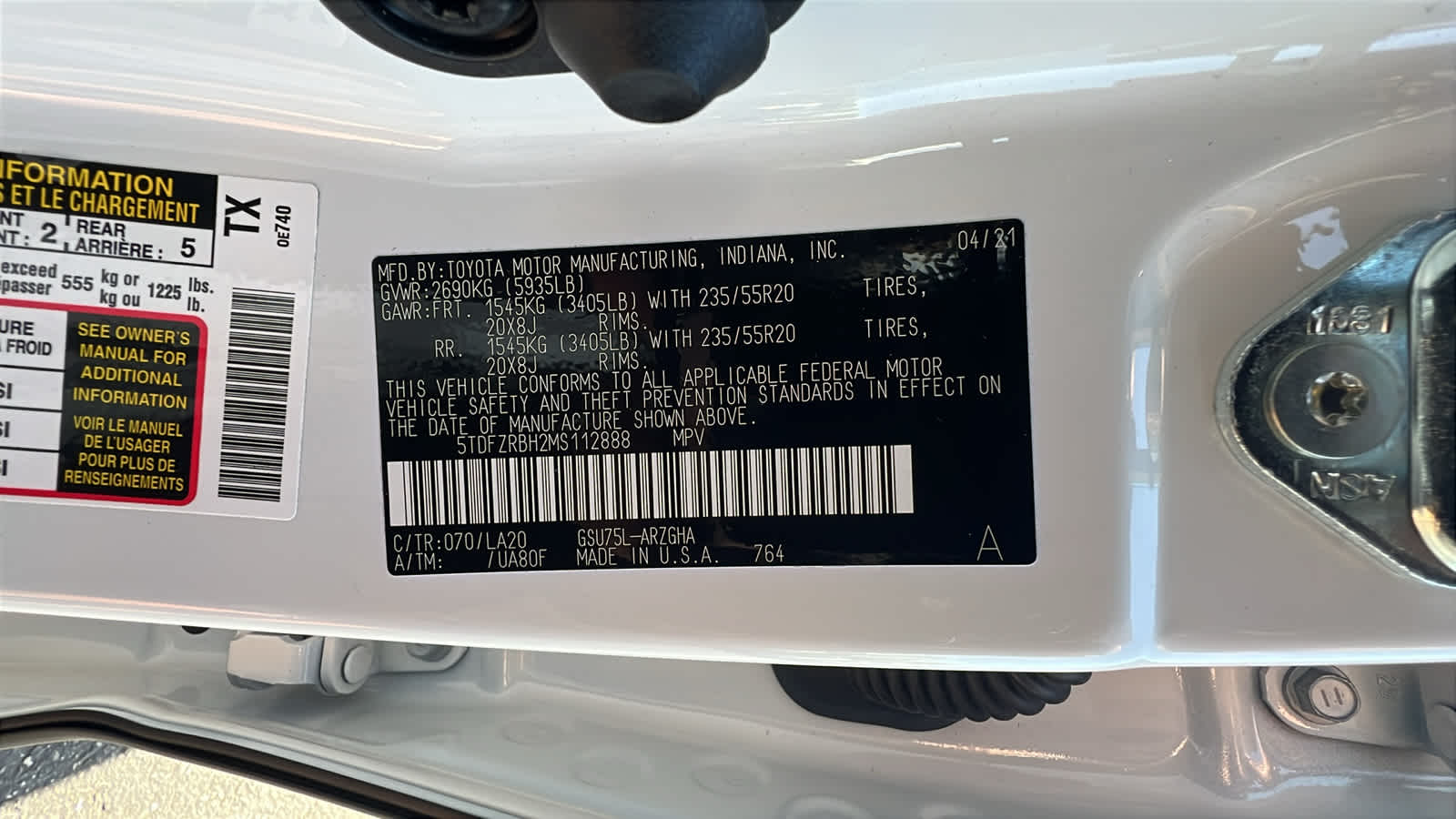 used 2021 Toyota Highlander car, priced at $44,995