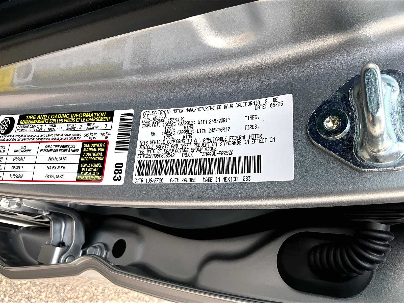 new 2025 Toyota Tacoma car, priced at $38,012