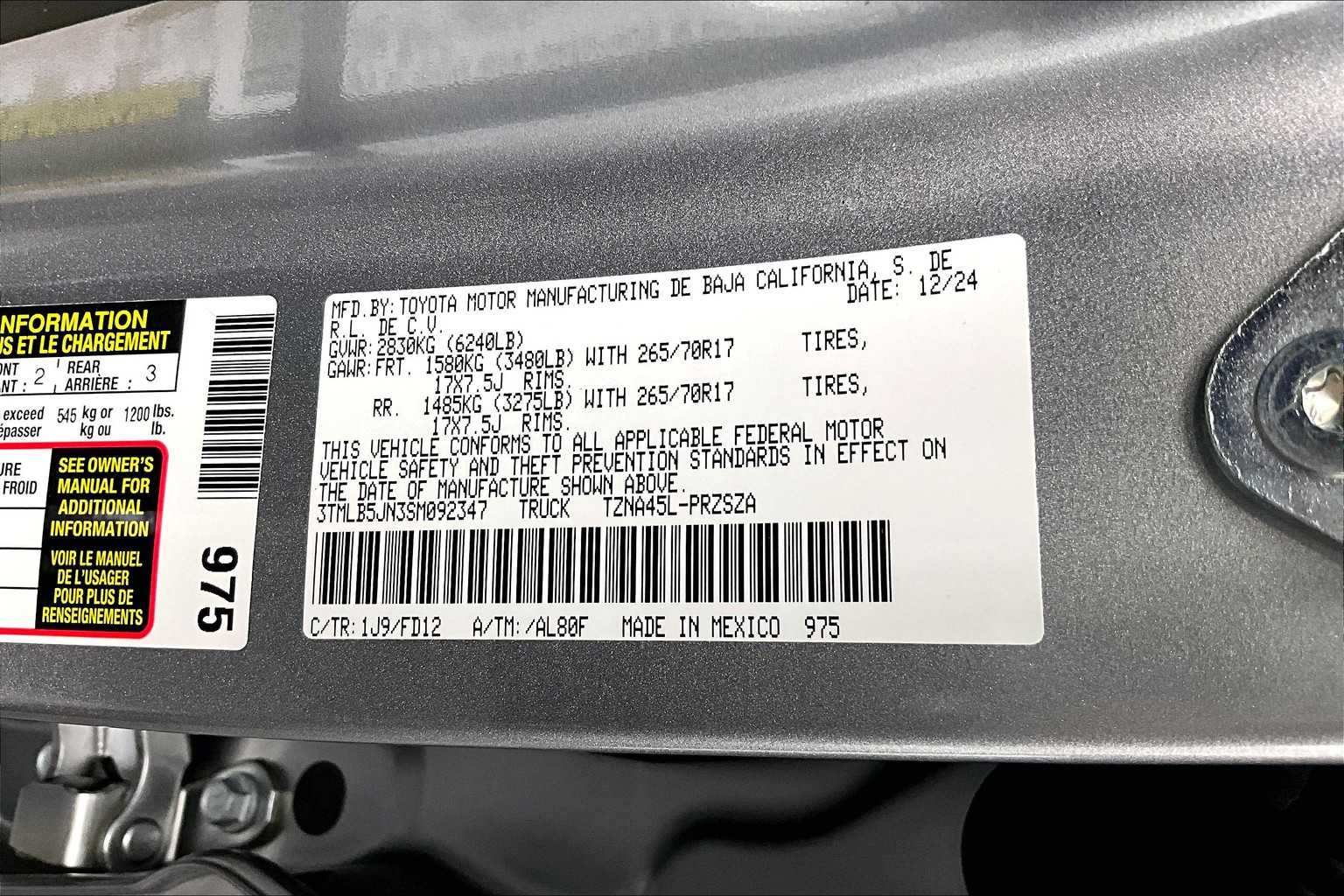 new 2025 Toyota Tacoma car, priced at $47,816