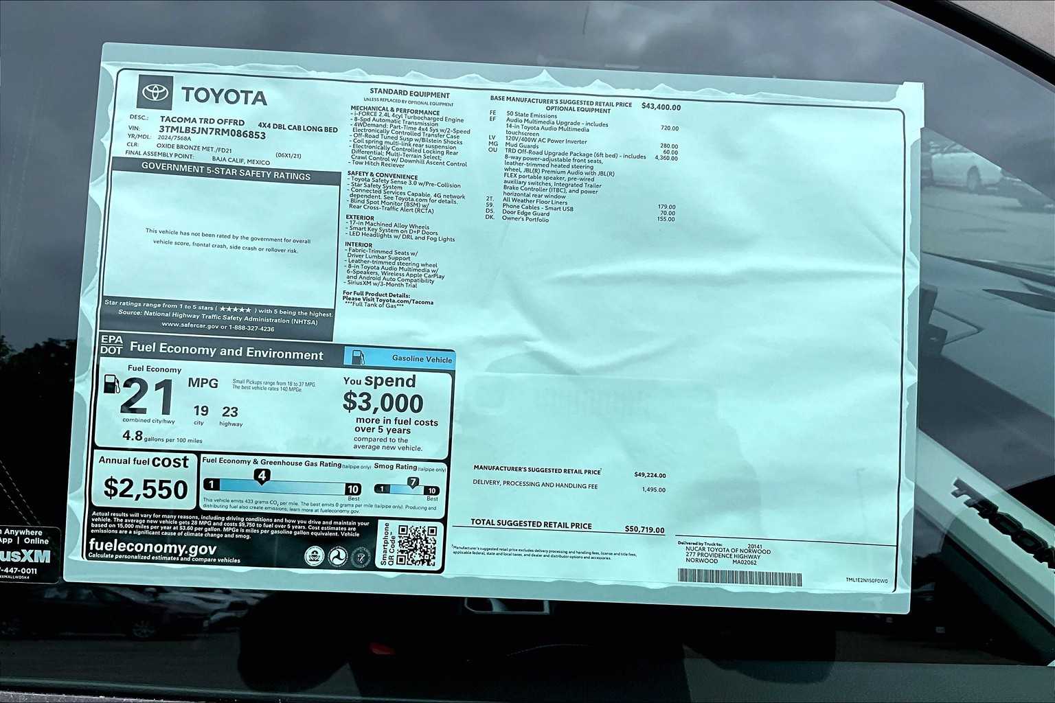 new 2024 Toyota Tacoma car, priced at $47,414