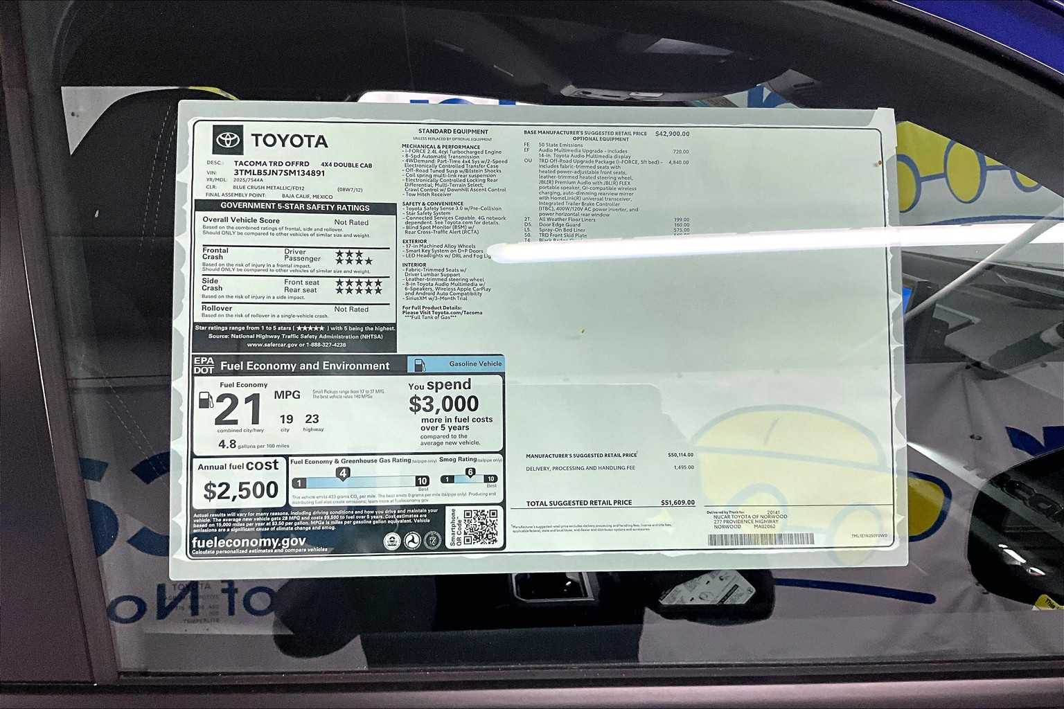 new 2025 Toyota Tacoma car, priced at $48,204