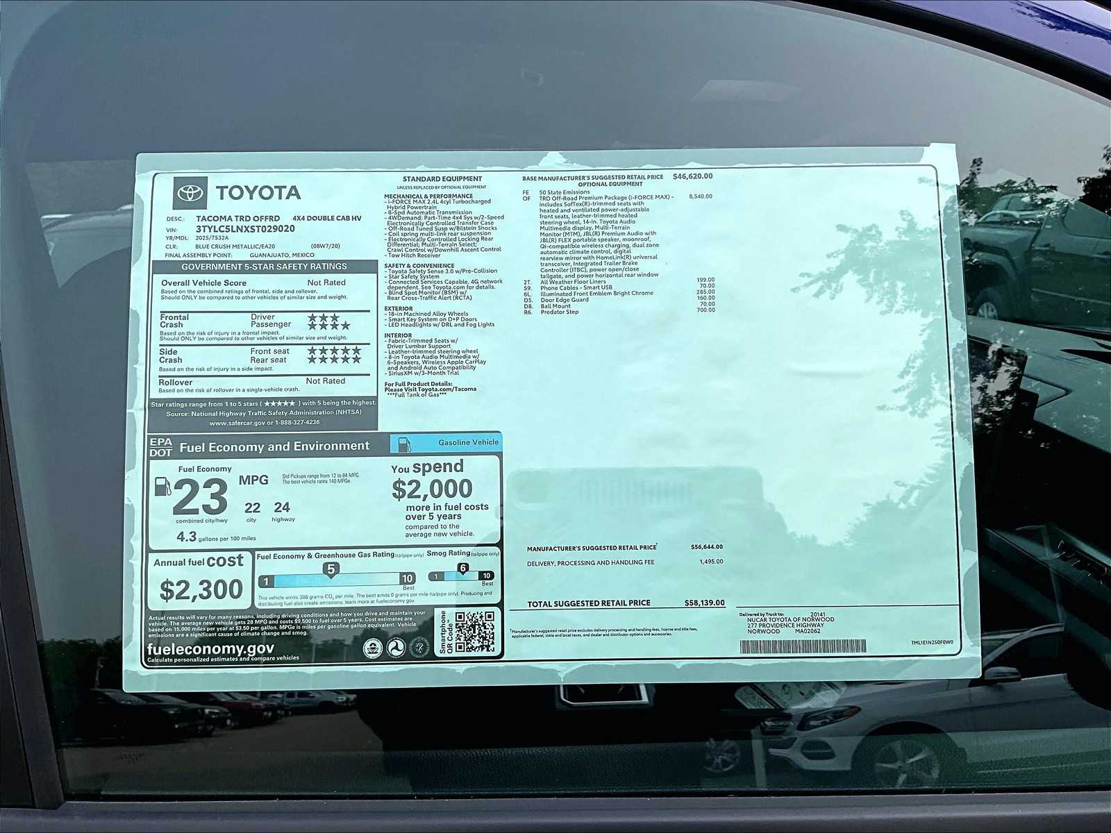 new 2025 Toyota Tacoma car, priced at $54,286
