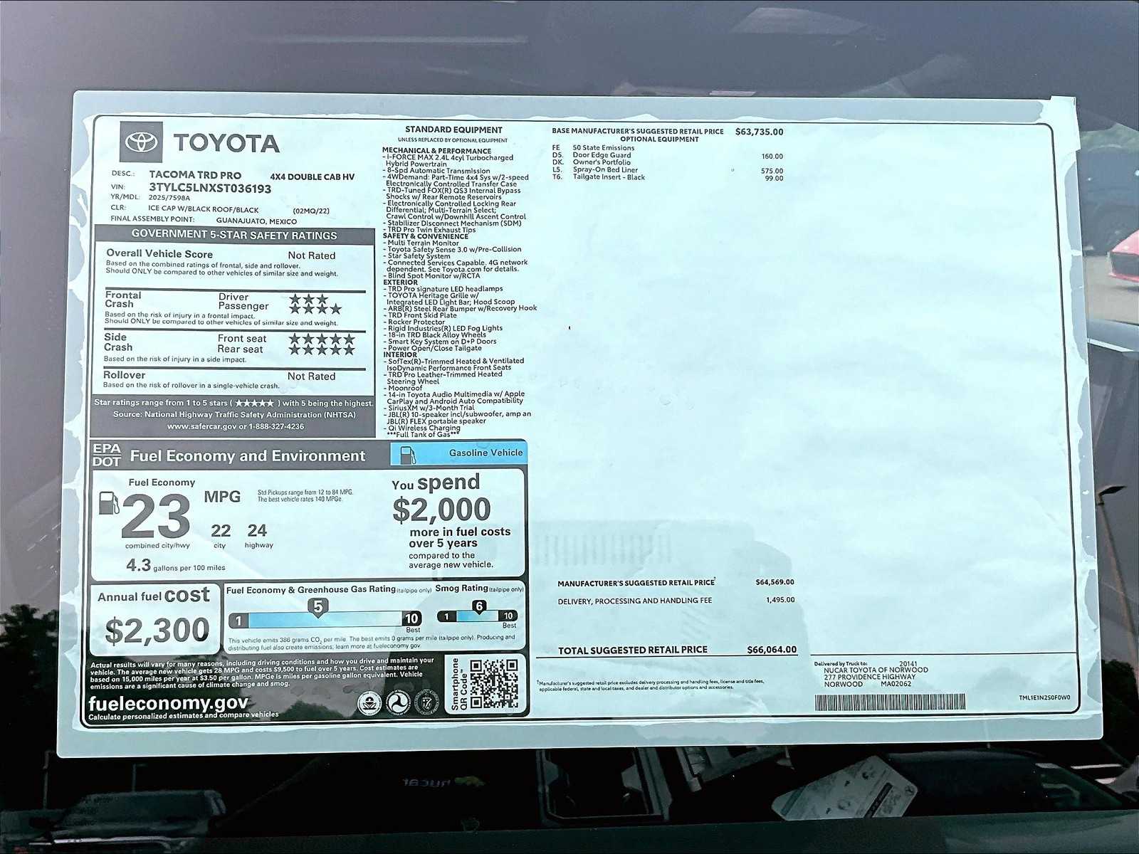 new 2025 Toyota Tacoma car, priced at $62,155
