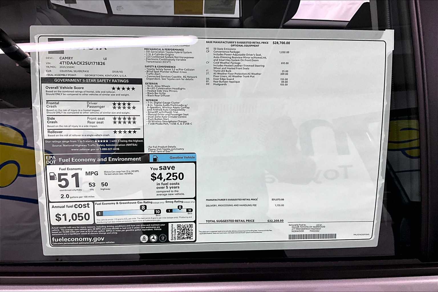 new 2025 Toyota Camry car, priced at $30,023