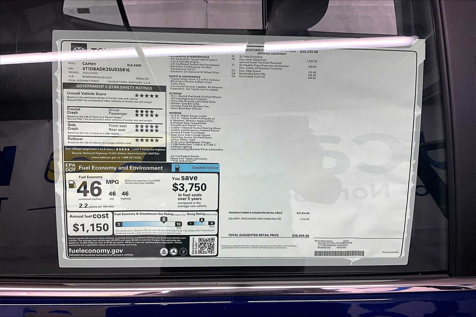 new 2025 Toyota Camry car, priced at $36,277