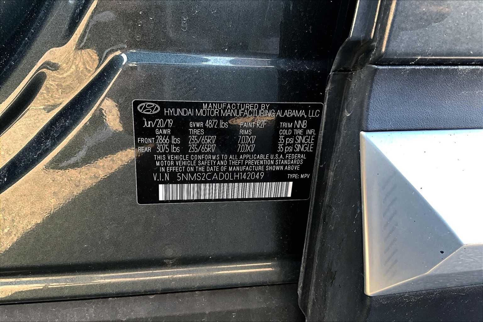 used 2020 Hyundai Santa Fe car, priced at $19,177