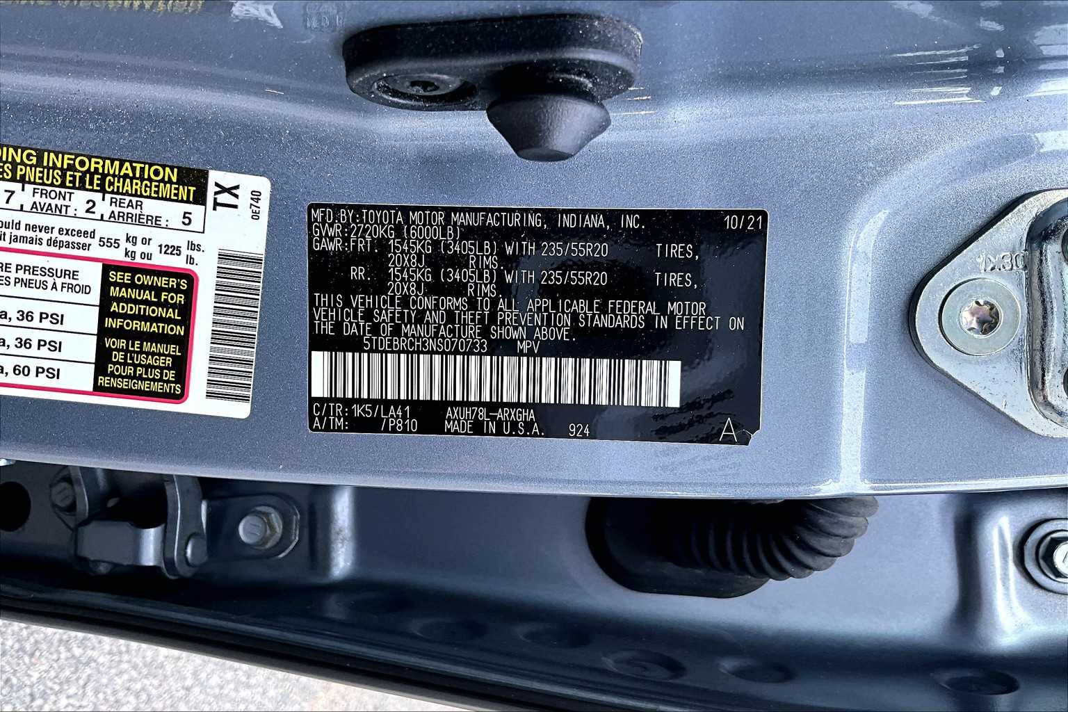 used 2022 Toyota Highlander car, priced at $46,888