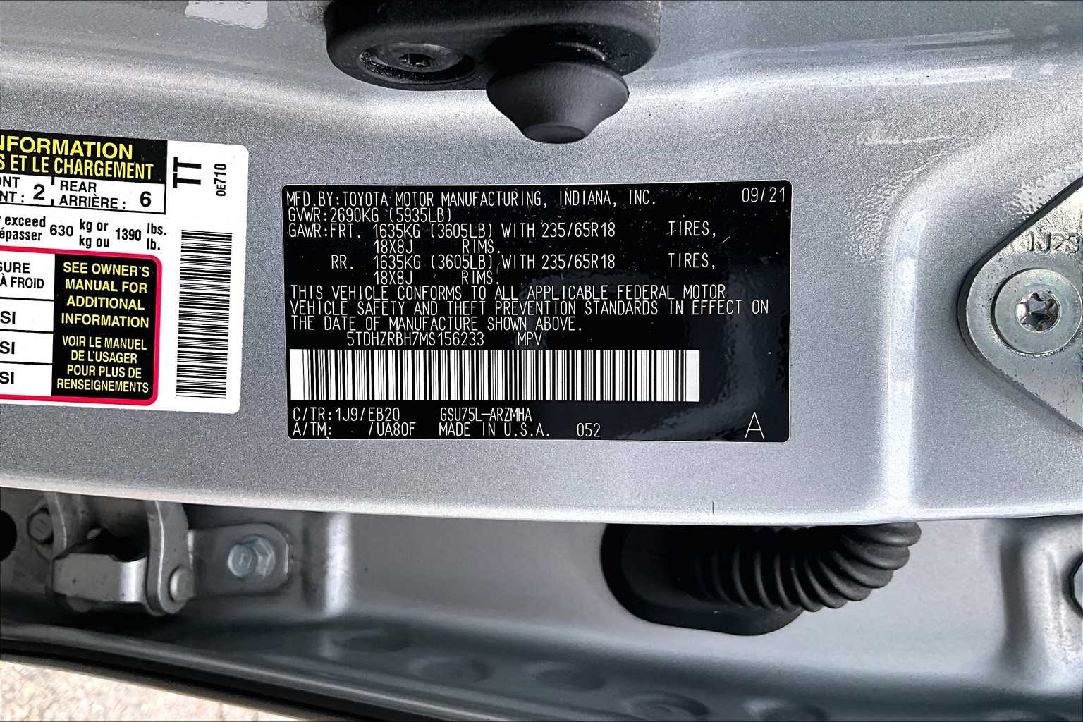 used 2021 Toyota Highlander car, priced at $29,433