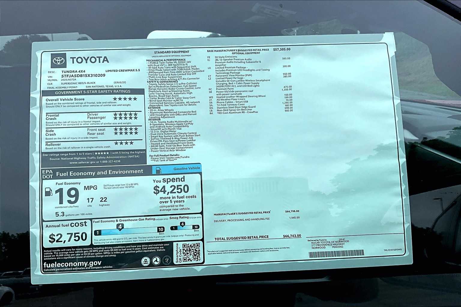 new 2025 Toyota Tundra car, priced at $62,555