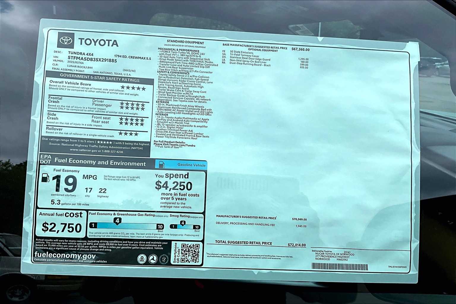 new 2025 Toyota Tundra car, priced at $67,668