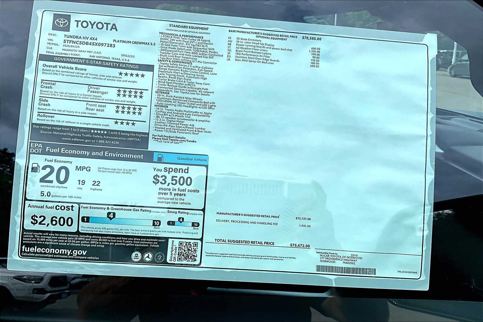 new 2025 Toyota Tundra car, priced at $70,986