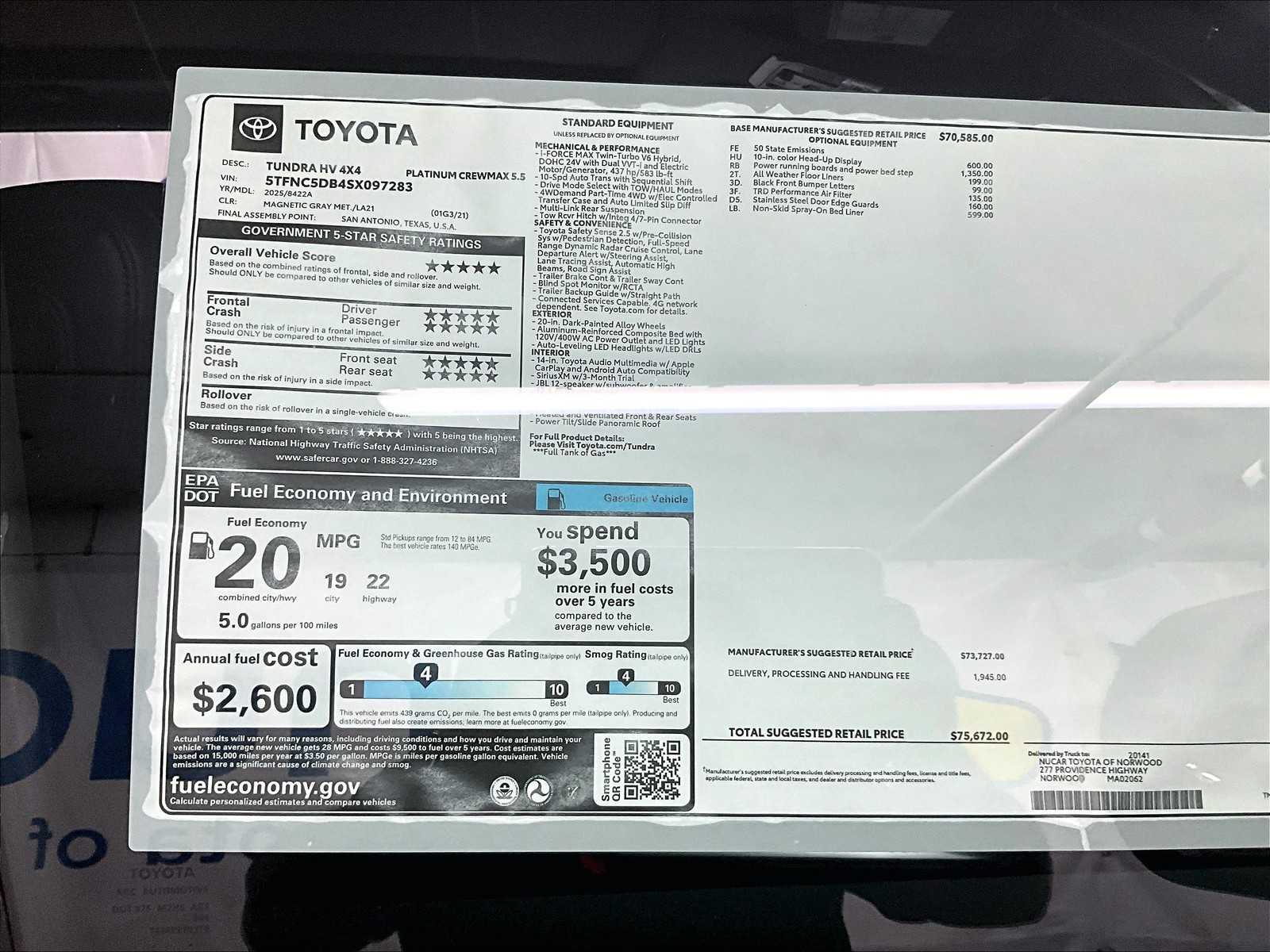 new 2025 Toyota Tundra car, priced at $70,986